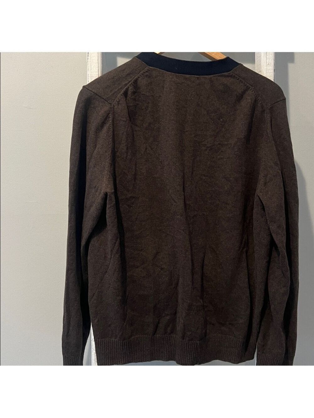 GAP cashmere Brown and navy V-Neck button front Cardigan small - Picture 8 of 9
